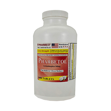 PHARBEST Pain Relief - Extra Strength Acetaminophen 500mg, 1000 Tablets (Generic Tylenol)