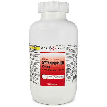 Acetaminophen 500mg Extra Strength Tablets Pain Reliever/Fever Reducer Bulk Bottle 1000 Count