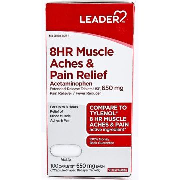 Acetaminophen 650 mg Extended Release 100 Caplets by Leader