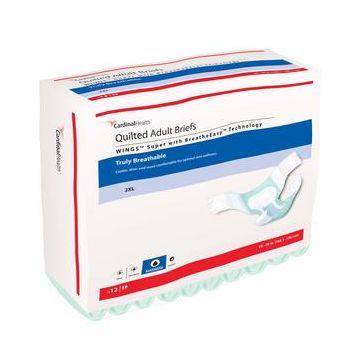 Unisex Adult Incontinence Brief Wings Super by Covidien/Kendall - 2X-Large 65 to 78 Inch Waist / Hip / Package (12 Each)