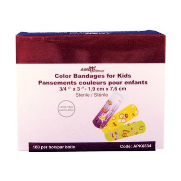 AMD Ritmed Kid's Adhesive Bandage, Assorted Colors - Box of 100