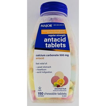 Antacid 500 mg 150 Chewable Tablets by Major (1 or 3 Pack) - 1 Pack
