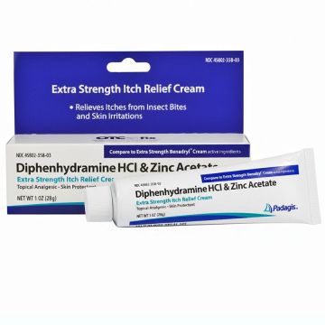 Anti-Itch Cream (Extra Strength) Diphenhydramine HCl and Zinc Acetate Cream 0.1% Padagis 1 oz