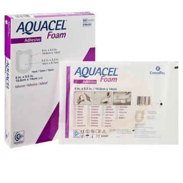 Aquacel Silicone Foam Heel Dressing with Border Waterproof Film Backing 8 x 5.5" (5/Box)