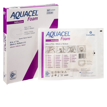 Aquacel Silicone Foam Sacral Dressing with Border Waterproof Film Backing 7" x 8" (5/Box)