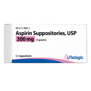 Aspirin Suppositories 300 mg (5 Grains) USP, 12 Count *Refrigerated Item *
