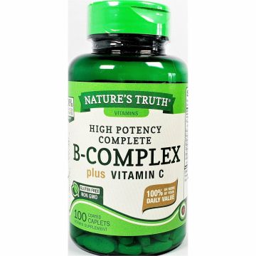 B-Complex plus Vitamin C, 100 Coated Caplets by Nature's Truth