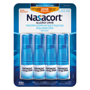 NASACORT Allergy Relief - Triamcinolone 55 mcg, 16.9 mL Nasal Spray (Pack of 4)