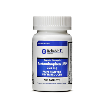 RELIABLE 1 Pain Relief - Acetaminophen 325mg, 100 Tablets