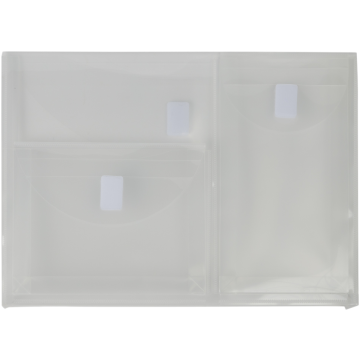 Letter Booklet 3 Pocket Plastic Envelopes (9 3/4 x 13) with Hook and Loop Closure - Clear