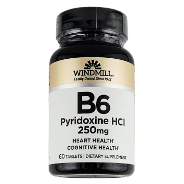 Vitamin B6, 250 mg 60 Tablets by Windmill