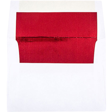A2 Invitation Envelopes (4 3/8 x 5 3/4) - White with Red Foil Lining 24lb