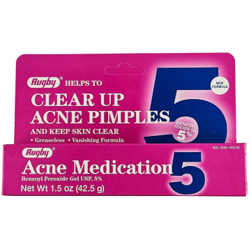 Benzoyl Peroxide Gel 5% (Acne Medication) 1.5 oz each (1, 3 or 6 Pack) by Rugby - 6 Pack
