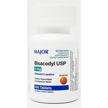 Bisacodyl 5 mg (Stimulant Laxative) 100 Coated Tablets by Major