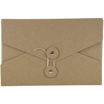 5 1/2 x 8 1/2 x 1 Button and String Video Portfolios - Natural Brown Kraft