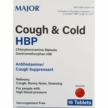 Cough & Cold HPB, 16 Tablets each (1, 3 or 6 Pack) by Major - 6 Pack
