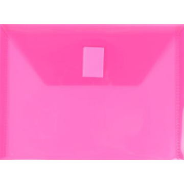 5 1/2 x 7 1/2 Index Booklet Plastic Envelopes with Hook and Loop Closure - Fuchsia Pink