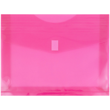 Letter Booklet with 2" Expansion Plastic Envelopes (9 3/4 x 13) with Hook and Loop Closure - Fuchsia