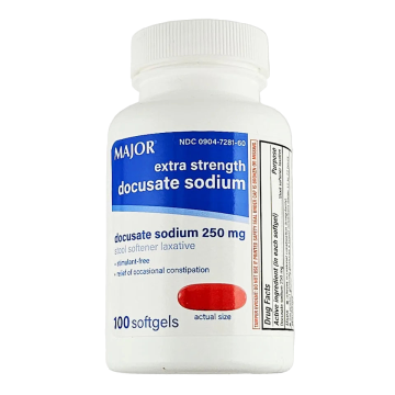Docusate Sodium 250 mg, 100 Softgels by Major (1 or 3 Pack) - 3 Pack