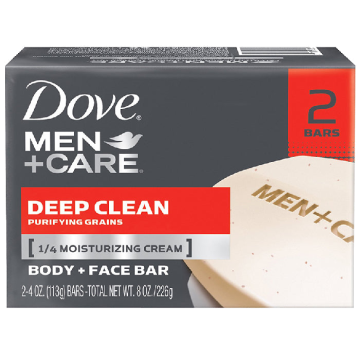 Dove Men+Care Deep Clean Body and Face Bar Soap 2-Pack
