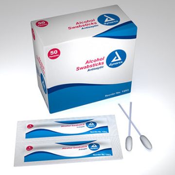 Dynarex Impregnated Swabstick Sponge Tip Plastic Shaft - Box of 50.