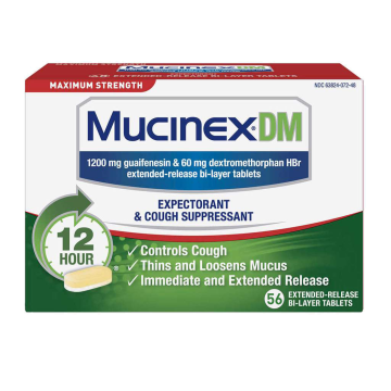 MUCINEX DM Cough & Cold - Guaifenesin 1200mg & Dextromethorphan 60mg, 56 Bilayer Tablets