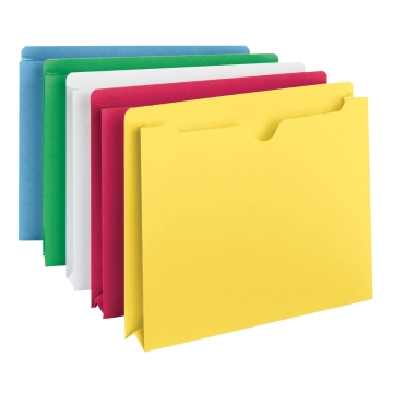 Colored File Jackets, Reinforced Straight-Cut Tab, 2 inch Expansion - Assorted Colors / Letter / 50