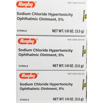 RUGBY Eye Care - Sodium Chloride Ophthalmic Ointment 5%, 3.5gm (Compare to Muro 128) (Pack of 3)