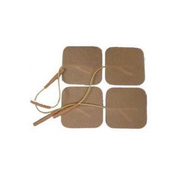2" Square Tan Cloth Electrodes by Roscoe Medical - Package of 4