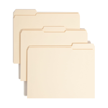 Reinforced Tab Fastener File Folders, 1 1/2 inch Expansion, 1/3-Cut Tab - Manila / Letter / 50