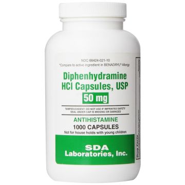 SDA LABS Allergy Relief - Diphenhydramine 50mg, 1000 Capsules (Generic Benadryl)