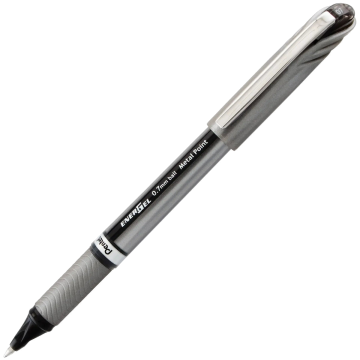 Pentel EnerGel NV Liquid Gel Pen, 0.7mm Metal Tip, Medium Line, Capped - Black