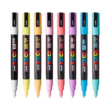 POSCA® PC-3M Water-Based Paint Markers, Fine Reversible Tip (0.9–1.3 mm), 8 Count Soft Colors