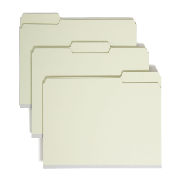 Pressboard File Folder, 1 inch Expansion, 1/3-Cut Tab - Yellow / Letter / 25