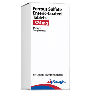 Ferrous Sulfate Enteric-Coated Tablets 324 mg Oral Iron Supplement, 100 Count