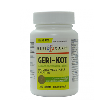 GERICARE Laxatives - Sennosides 8.6mg, 200 Tablets (Generic Senokot)