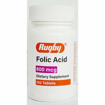 Folic Acid 800 mcg 100 Tablets by Rugby (1 or 3 pack) - 3 Pack