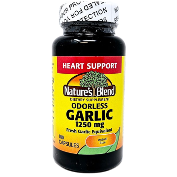 Garlic Supplement 1250 mg, 100 Capsules (Odorless) by Natures Blend
