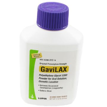 GaviLax Polyethylene Glycol 3350 Osmotic Laxative Powder 30 Dose