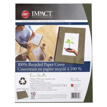 GBC ECO Friendly Green Recycled 8.5" x 11" Paper Binding Covers 10 Sets - 25822