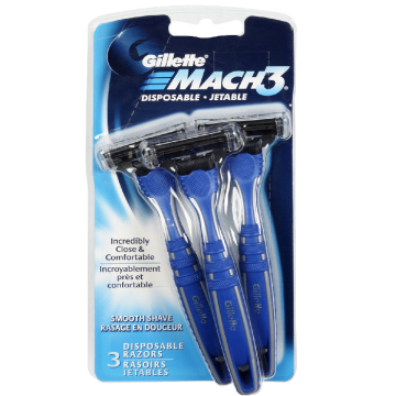 Gillete Mach 3 Smooth Shave Disposable Razors 3 Pack