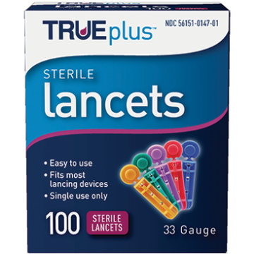 True Plus Sterile Lancets 33 Gauge, 100 Count