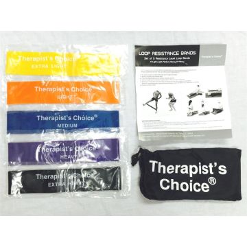 Therapist’s Choice® Loop Resistance Band 5pc Set with Free Carry Bag - Package of 5