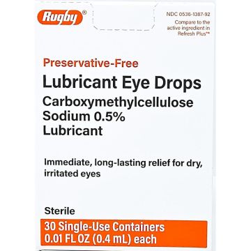 Lubricant Eye Drops by Rugby, 30 Single-Use Containers