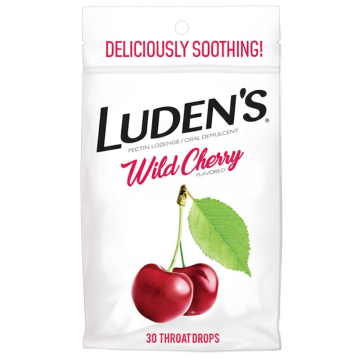 Luden's Wild Cherry Sore Throat Drop Lozenges Original Flavor 30 Count