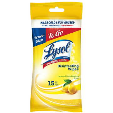 Lysol Disinfecting Wipes Lemon & Lime Blossom To-Go Flatpack 15 Count