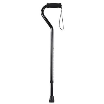 Offset Handle Adjustable Height Cane, Black
