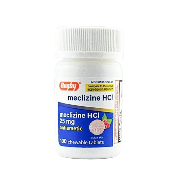 Meclizine 25 mg, 100 Chewable Tablets by Rugby