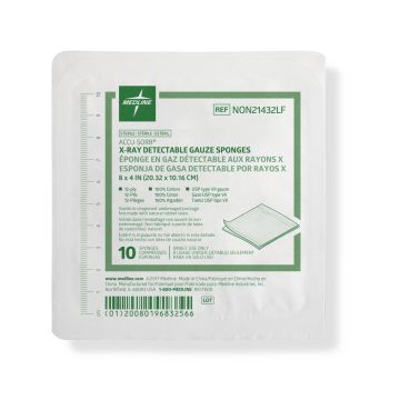 Medline Sterile 100% Cotton X-ray Detectable 12 Ply Gauze Sponges