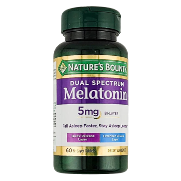 Melatonin 5 mg (Dual Spectrum) 60 Tablets, by Natures Bounty